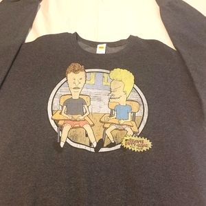 Men's Beavis and Butt-Head Crew Neck Sweatshirt Charcoal "New" w/o Tags